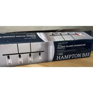 Hampton Bay Regan 4-Light Espresso Industrial Linear Chandelier w/ Glass Shades!